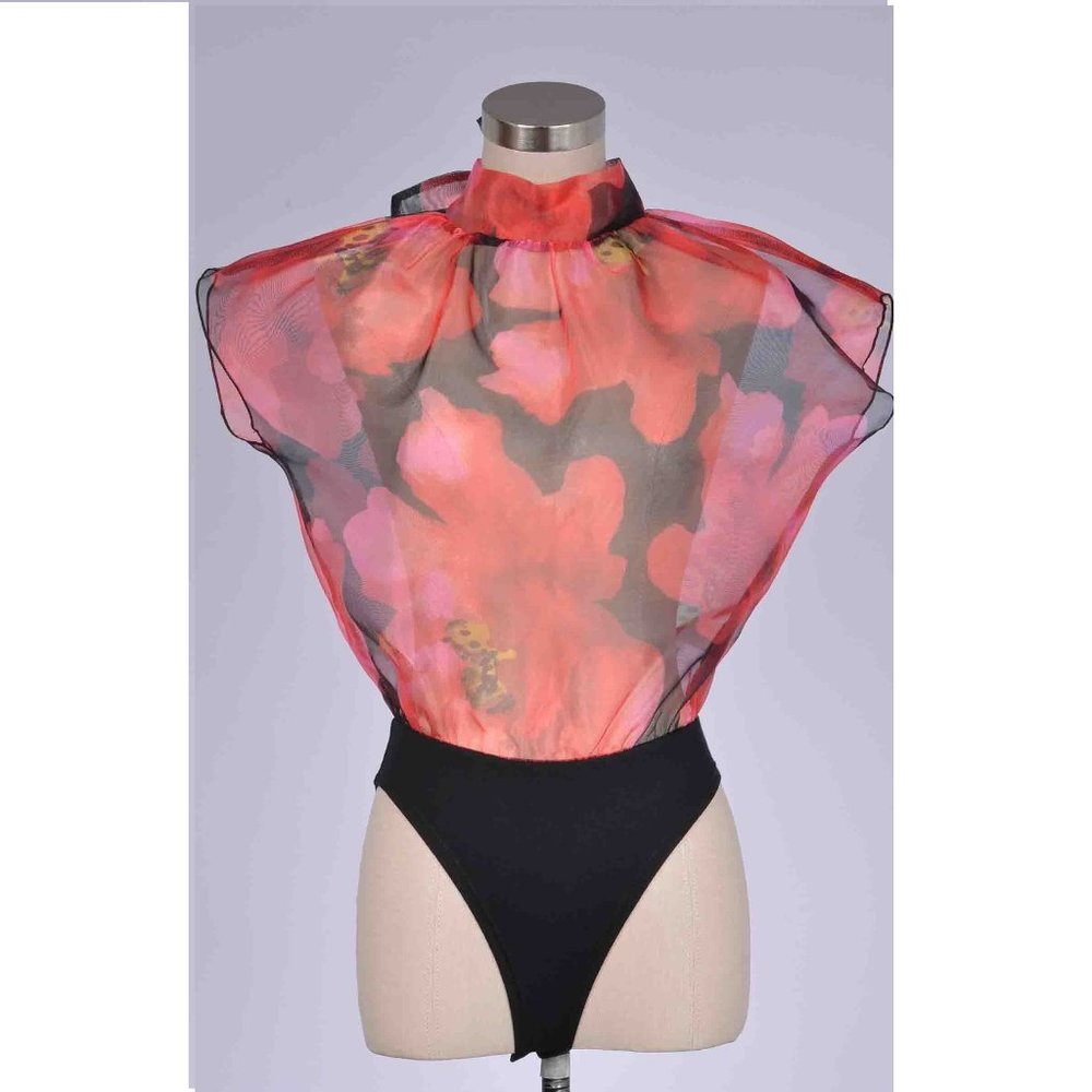 FLORAL ORGANZA BODYSUIT